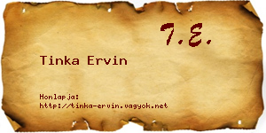 Tinka Ervin névjegykártya
